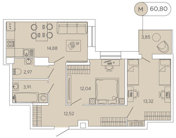 54 м², 2-комнатная квартира 12 000 000 ₽ - изображение 45