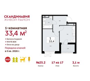 33,4 м², 1-комнатная квартира 11 599 739 ₽ - изображение 22