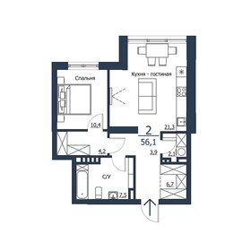 Квартира 56,1 м², 2-комнатная - изображение 1