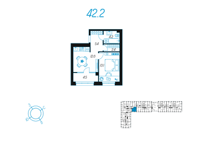 47 м², 1-комнатная квартира 6 859 682 ₽ - изображение 22