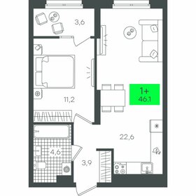 Квартира 46,1 м², 1-комнатная - изображение 1