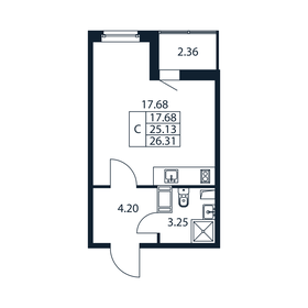 26 м², квартира-студия 4 600 000 ₽ - изображение 124