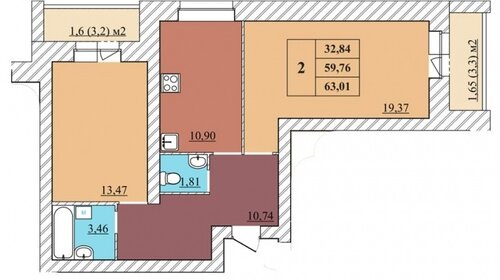 80,7 м², 3-комнатная квартира 8 230 380 ₽ - изображение 45