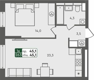 45,1 м², 1-комнатная квартира 5 140 000 ₽ - изображение 18