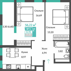 Квартира 52,9 м², 2-комнатная - изображение 1