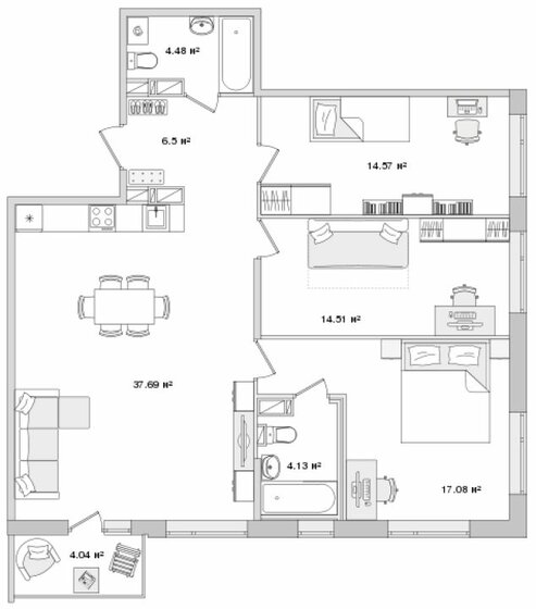 103 м², 3-комнатная квартира 32 404 020 ₽ - изображение 1