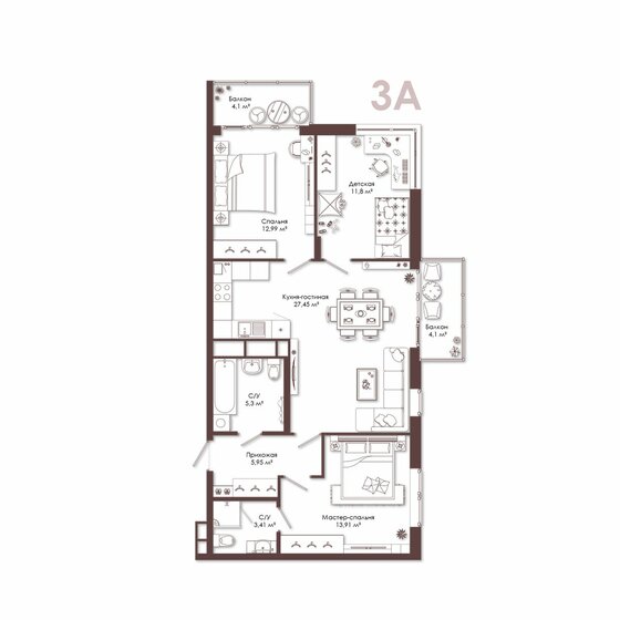 83,3 м², 3-комнатная квартира 7 494 300 ₽ - изображение 1