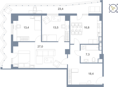 120,1 м², 3-комнатная квартира 8 460 000 ₽ - изображение 68