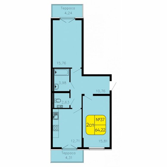 64,2 м², 2-комнатная квартира 10 692 000 ₽ - изображение 1