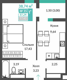 Квартира 37,2 м², 1-комнатная - изображение 1