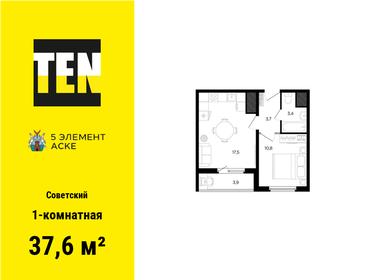 Квартира 37,6 м², 1-комнатная - изображение 1