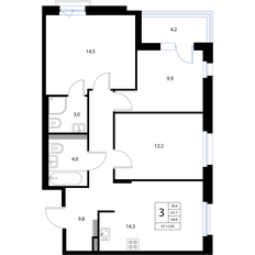 Квартира 69,8 м², 4-комнатная - изображение 2