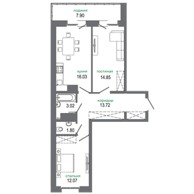 Квартира 69,4 м², 2-комнатная - изображение 1