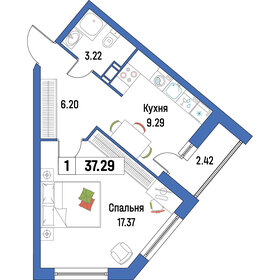 Квартира 37,3 м², 1-комнатная - изображение 1