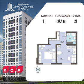 Квартира 37,4 м², 1-комнатная - изображение 1