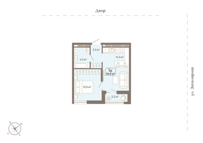 Квартира 34 м², 1-комнатная - изображение 1