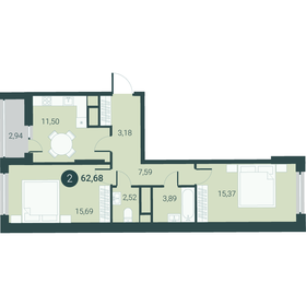57,6 м², 2-комнатная квартира 8 780 000 ₽ - изображение 12