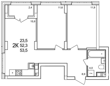 50,3 м², 2-комнатная квартира 7 450 000 ₽ - изображение 113