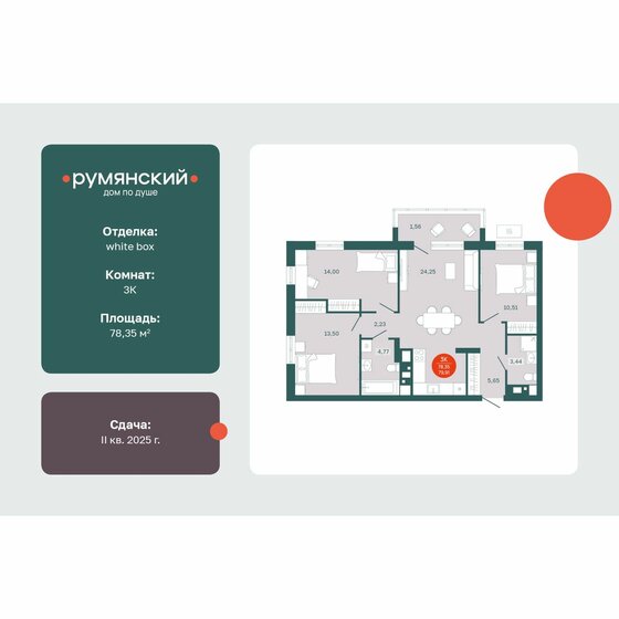 78,3 м², 3-комнатная квартира 10 300 000 ₽ - изображение 1