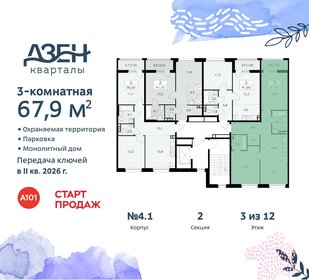 68,2 м², 3-комнатная квартира 15 947 335 ₽ - изображение 12