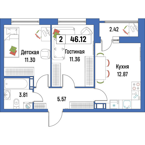 50 м², 2-комнатная квартира 7 900 000 ₽ - изображение 103