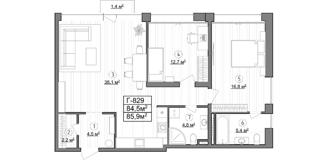 84,5 м², 2-комнатные апартаменты 27 040 000 ₽ - изображение 46