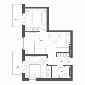 Квартира 53,8 м², 3-комнатная - изображение 1