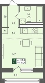 Квартира 33,4 м², студия - изображение 1