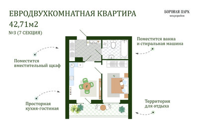 42,5 м², 1-комнатная квартира 3 650 000 ₽ - изображение 18