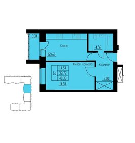 Квартира 40,4 м², 1-комнатная - изображение 1