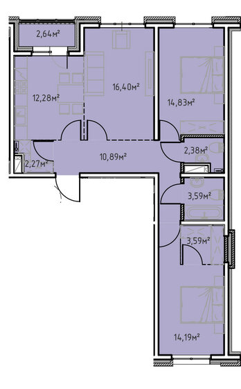 83,1 м², 3-комнатная квартира 12 874 300 ₽ - изображение 1