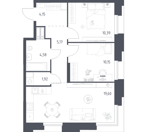 49,5 м², 2-комнатная квартира 15 200 000 ₽ - изображение 93