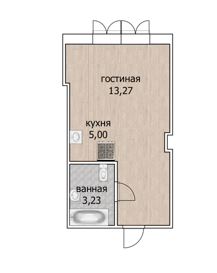 21,5 м², квартира-студия 6 250 000 ₽ - изображение 1