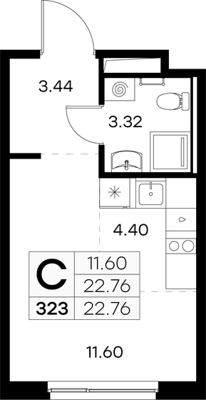 22,8 м², квартира-студия 3 679 999 ₽ - изображение 15