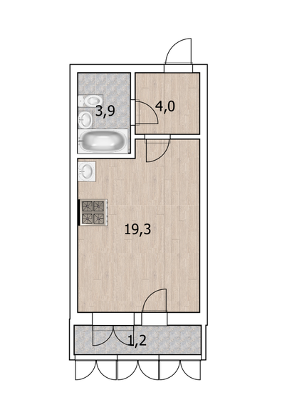 28,4 м², квартира-студия 4 999 000 ₽ - изображение 1