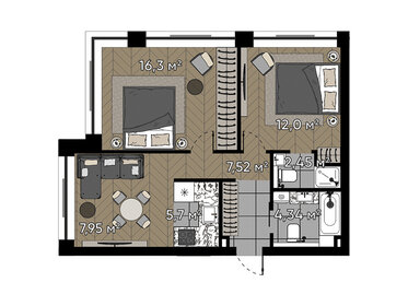 57 м², 3-комнатная квартира 29 270 064 ₽ - изображение 28