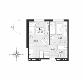 Квартира 40,6 м², 1-комнатная - изображение 1