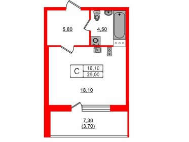 Квартира 29 м², студия - изображение 1