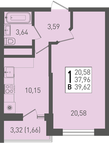 39,6 м², 1-комнатная квартира 5 071 360 ₽ - изображение 53