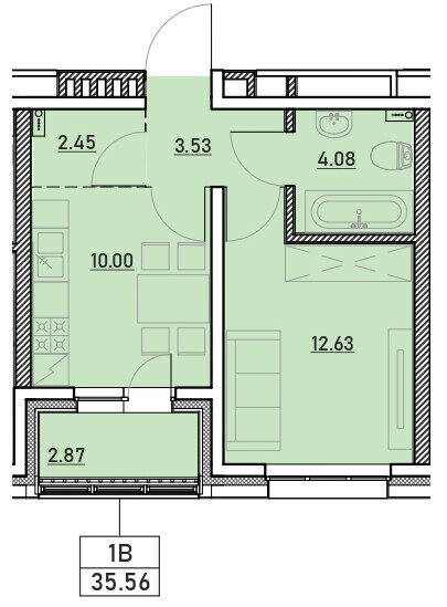 35,6 м², 1-комнатная квартира 5 100 000 ₽ - изображение 1