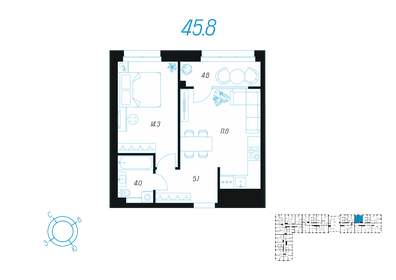 46,1 м², 1-комнатная квартира 6 938 302 ₽ - изображение 35