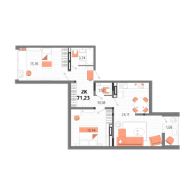 Квартира 71,2 м², 2-комнатная - изображение 1