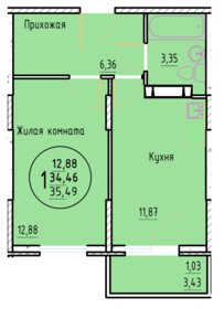 36 м², 1-комнатная квартира 4 200 000 ₽ - изображение 1