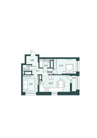 Квартира 59,1 м², 2-комнатная - изображение 1