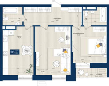 85,4 м², 2-комнатная квартира 23 000 000 ₽ - изображение 79