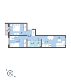 55 м², 2-комнатная квартира 4 900 000 ₽ - изображение 10