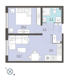 32,8 м², 1-комнатная квартира 4 036 761 ₽ - изображение 17