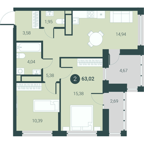 64 м², 2-комнатная квартира 6 500 000 ₽ - изображение 58
