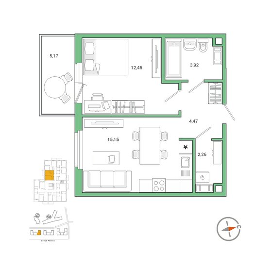 39,9 м², 1-комнатная квартира 7 561 050 ₽ - изображение 7