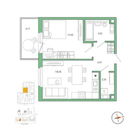 Квартира 39,9 м², 1-комнатная - изображение 1